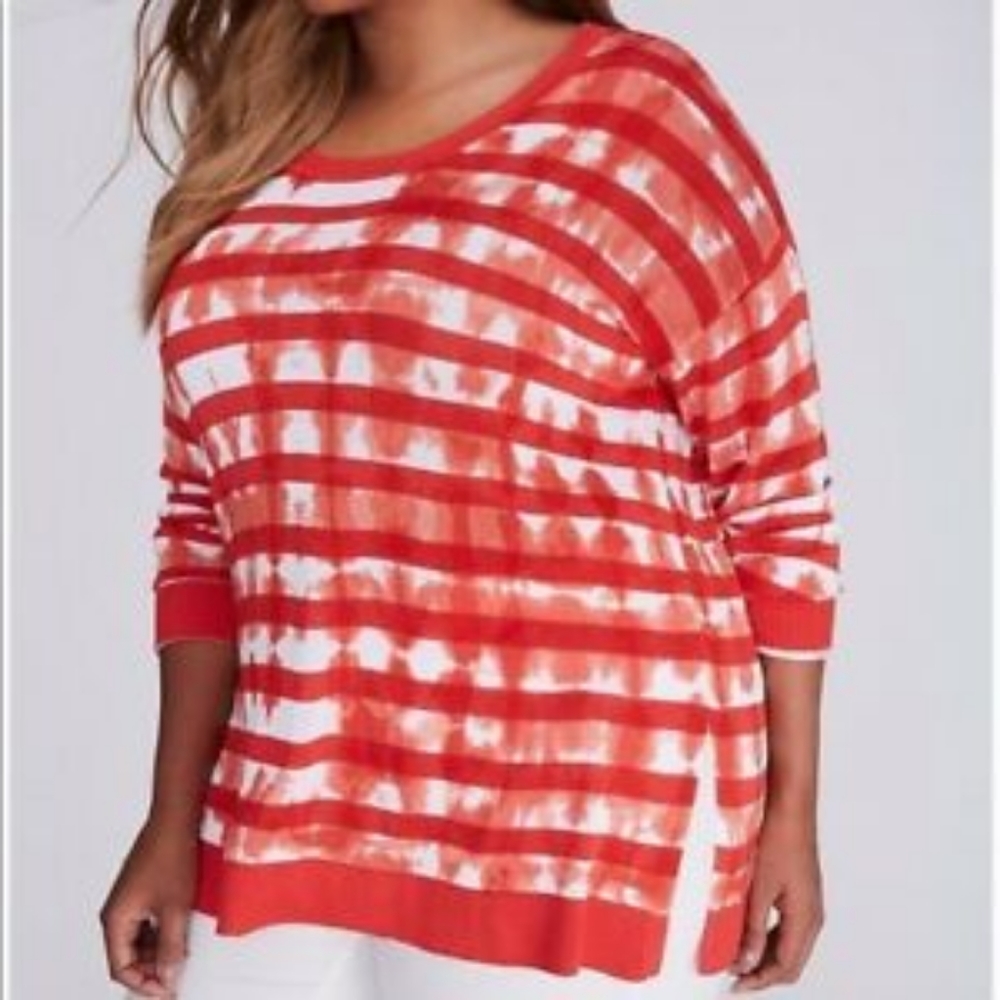 NWT Plus Lane Bryant Tie Dye Striped Lightweight Sweater